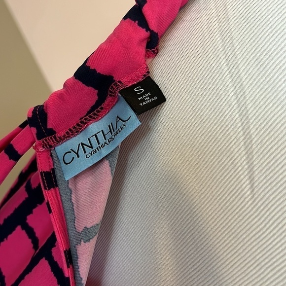 Cynthia Rowley Pink and Navy Blue Square Pattern Halter Top Jersey Dress Size S - Picture 6 of 7